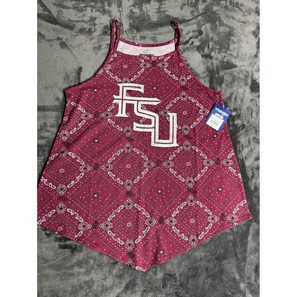 Wrangler FSU Florida State Seminoles Bandana Tank Top Garnet Red Medium NWT